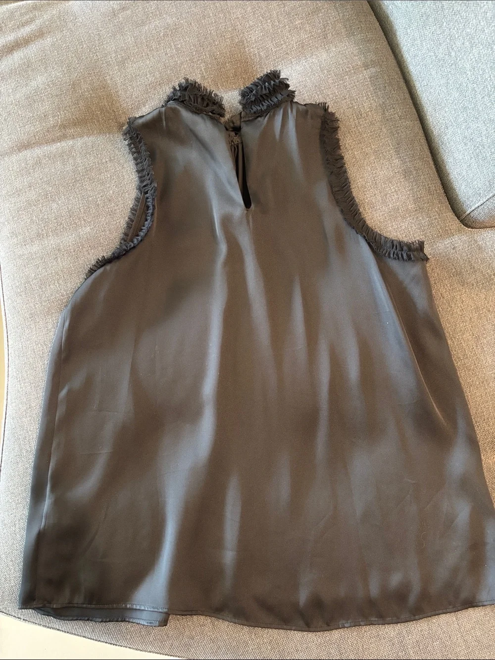 Zara Black Ruffle High-Neck Sleeveless Camisole Tank Size Small - Picture 6 of 7